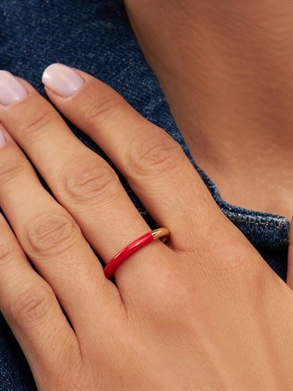 Lulu Copenhagen Double Color Ring Gold/Passion Red